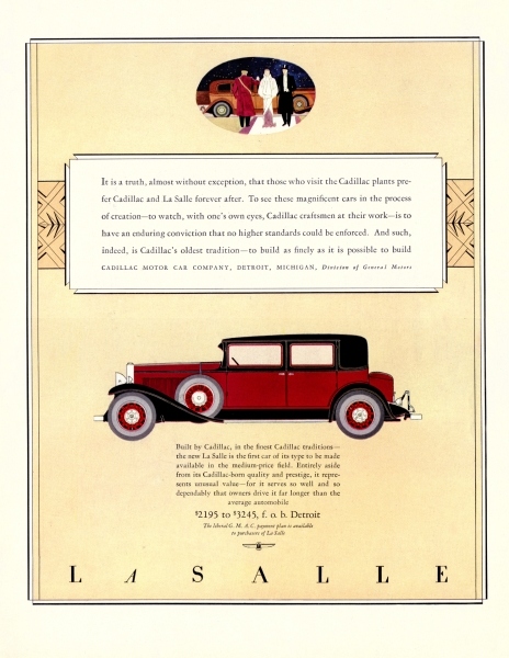 Ad_1931s_LaSalle_rot.jpg - 1931 - It is a truth, almost without exception, that those who visit the Cadillac plants prefer Cadillac and LaSalle forever after